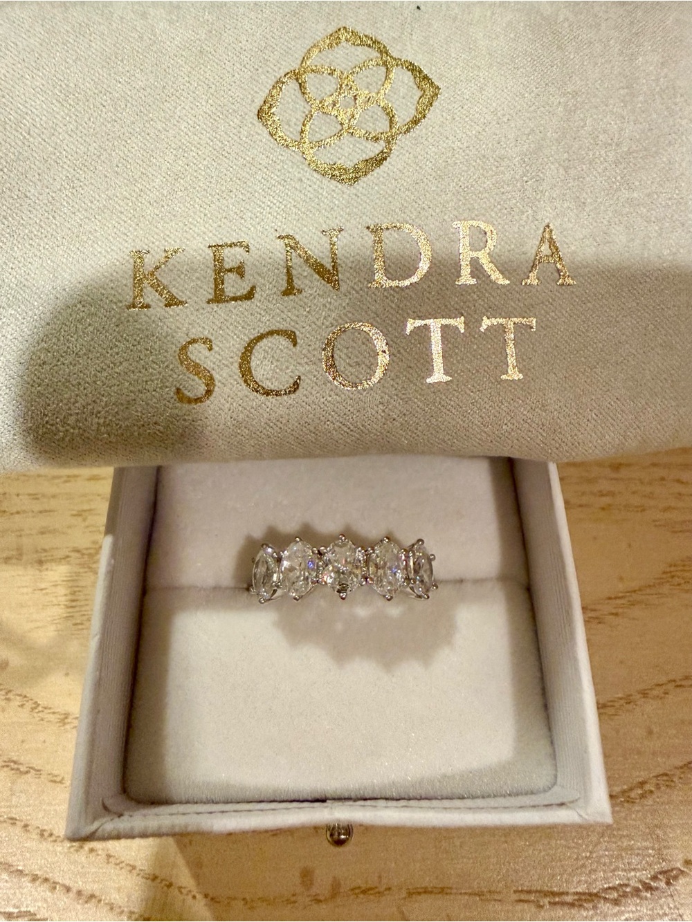 Kendra Scott silver crystal band ring